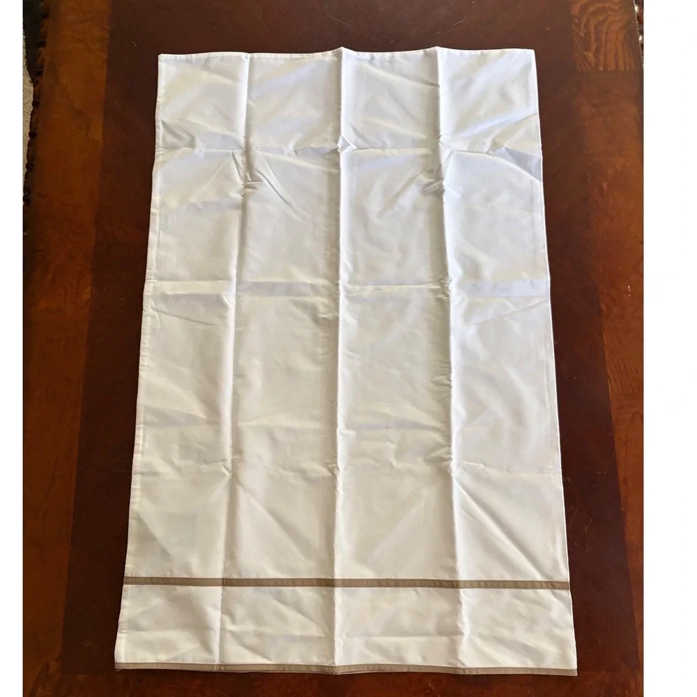 NWOT  Ralph Lauren Pillowcase Standard White Tan Border 100%‎ Cotton